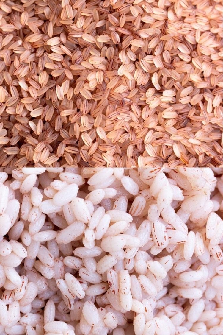 kerala red rice, red rice raw and cooked comparison