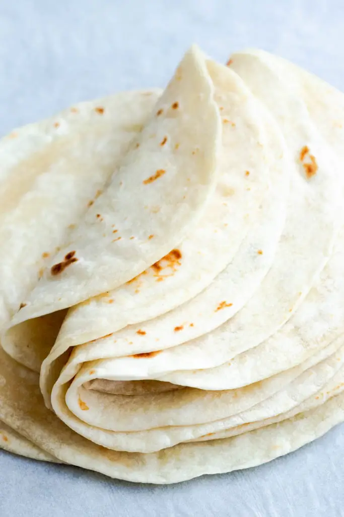 homemade flour tortillas recipe, folded wraps