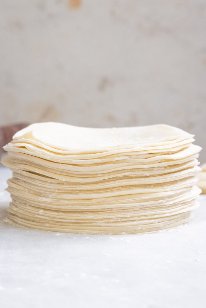 recipe for dumpling wrappers, homemade frozen dumpling wrappers, how to make and store momo wrappers