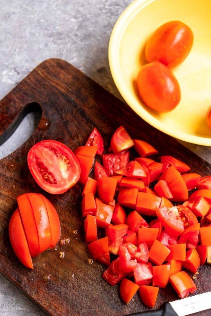 chopped roma tomatoes for tomato puree