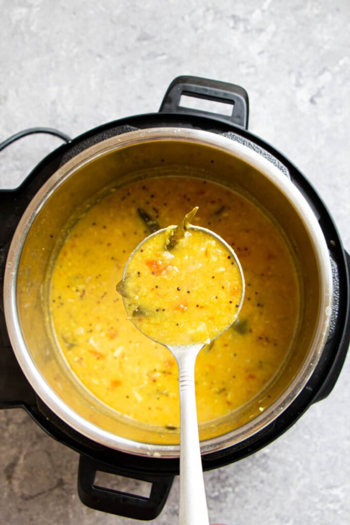 Classic split pea soup, paruppu kuzhambu kulambu, instant pot split pea curry