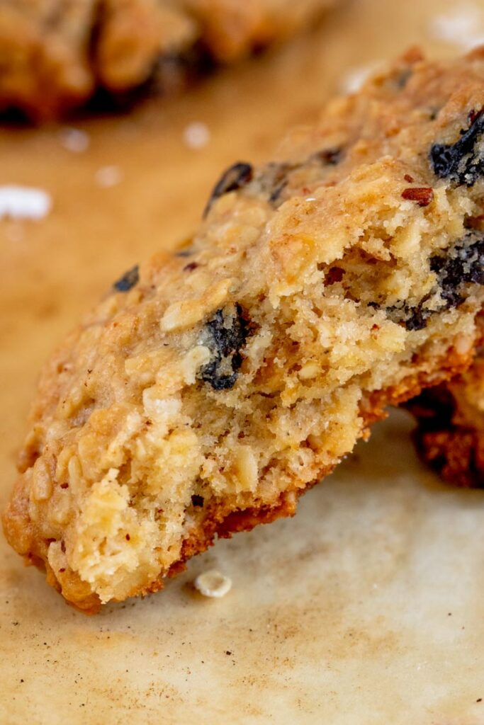 Oatmeal raisin cookies chewy, macro food photography
