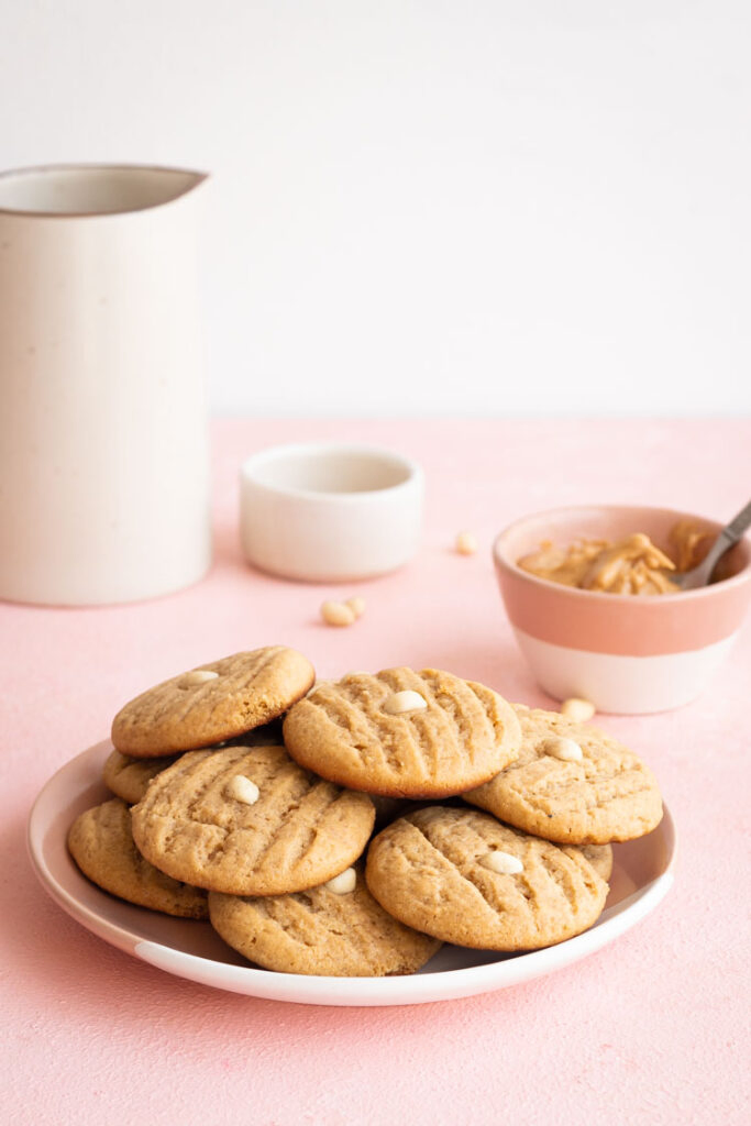 Peanut Butter Cookies, Stacked Together on a plate, Food photography